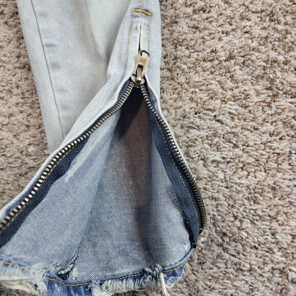 MNML Jeans Mens 31x33 Blue Denim Distressed Skater Button Fly Moto Ankle Zip - Picture 5 of 7